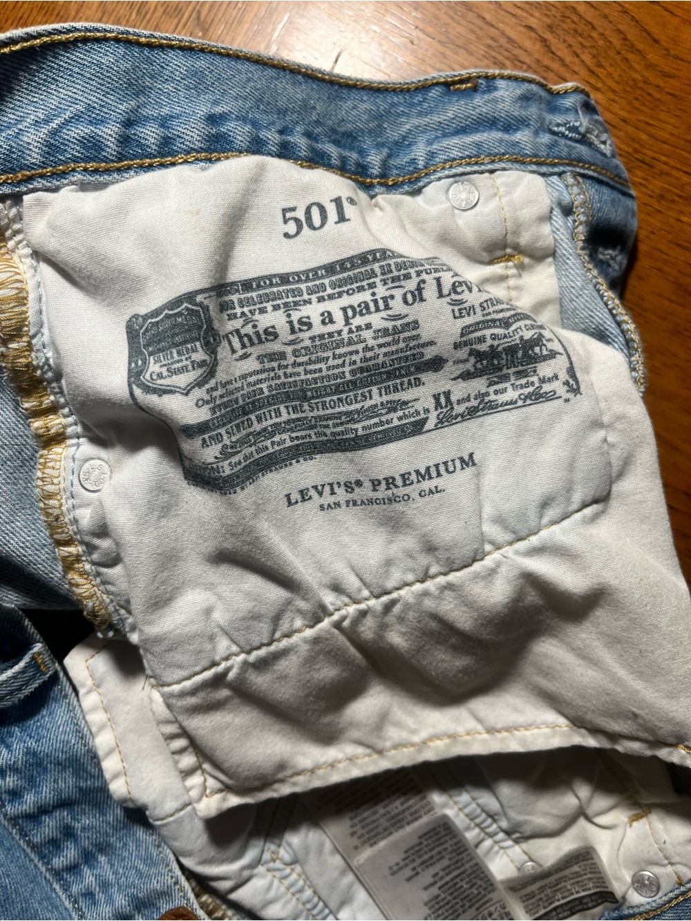 Levi's Light Blue Distressed Denim Cutoff Shorts - Picture 3 of 9
